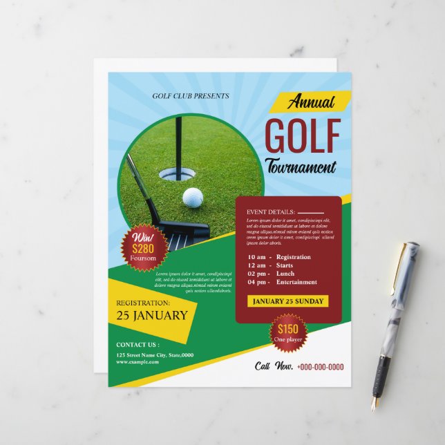 Golf Tournament Flyer Template (Vorderseite/Rückseite Beispiel)