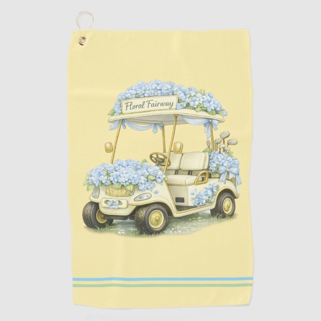 Golf Towel | Hydrangea Floral Fairway Gift Golfhandtuch (Vorderseite)