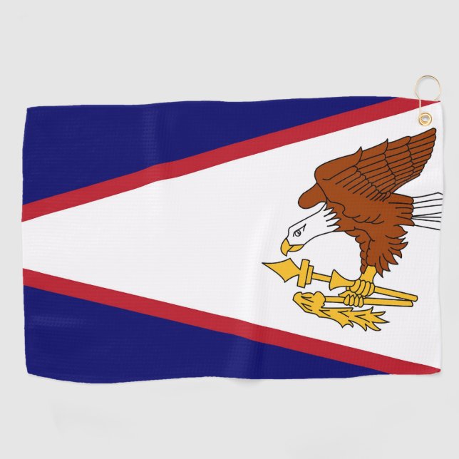Golf Towel mit Fahne von American Samoa, USA Golfhandtuch (Horizontal)