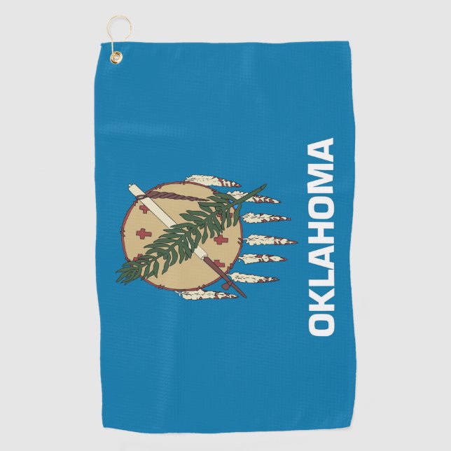 Golf Towel mit Fahne von Oklahoma, USA Golfhandtuch (Vorderseite)