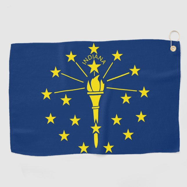 Golf Towel mit Flagge von Indiana, USA Golfhandtuch (Horizontal)
