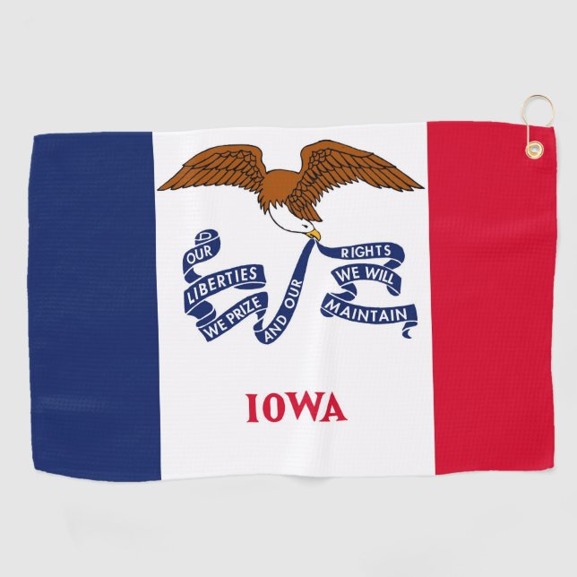 Golf Towel mit Flagge von Iowa, USA Golfhandtuch (Horizontal)