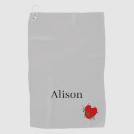 Golf Towel Red Heart Golfhandtuch