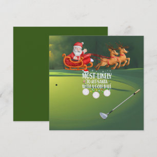 Golf Trifft Santa am ehesten mit Golfball lustig Feiertagskarte