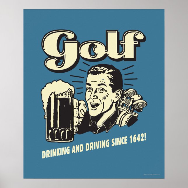 Golf: Trinken & Autofahren seit 1642 Poster (Vorne)