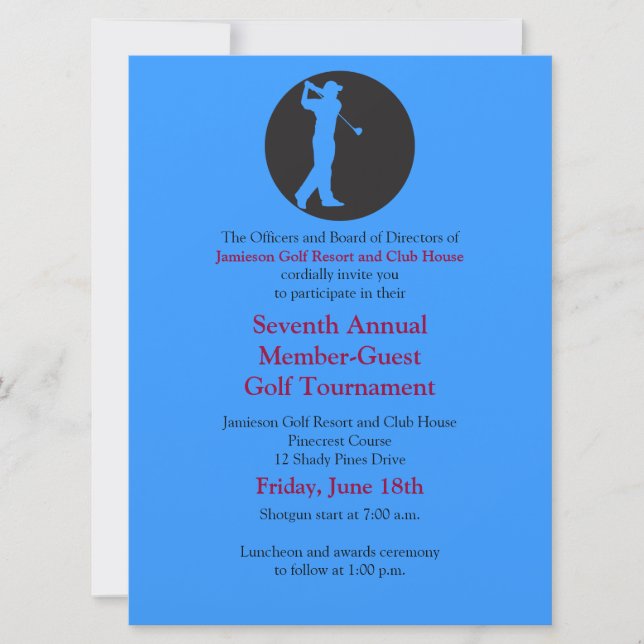 Golf-Turnier für Unternehmen Einladung (Vorderseite)