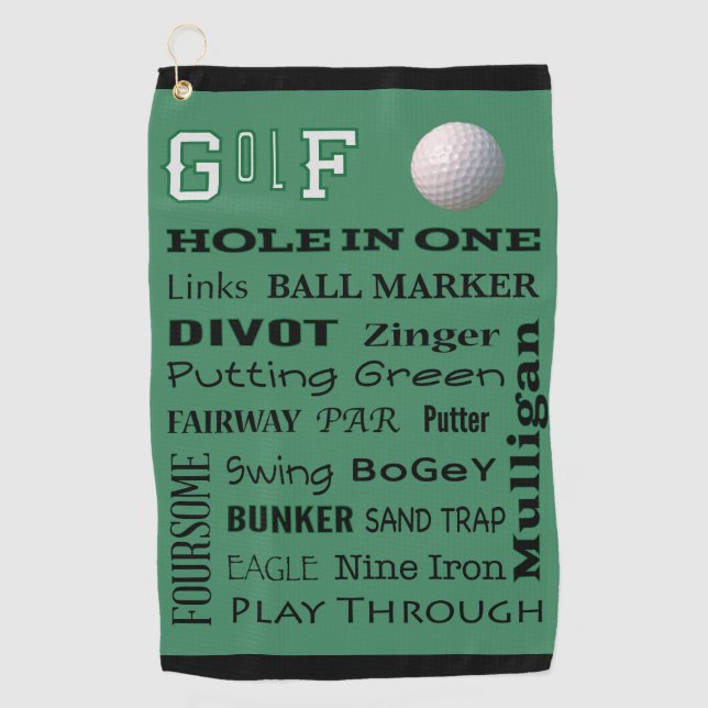 GOLF-Typografie für den Avid Golfer Golfhandtuch (Vorderseite)