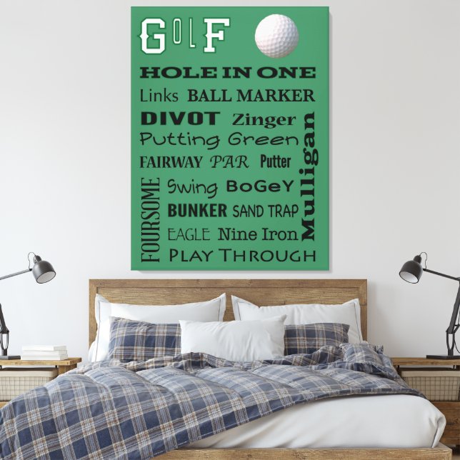GOLF-Typografie Leinwanddruck (Insitu (Schlafzimmer))