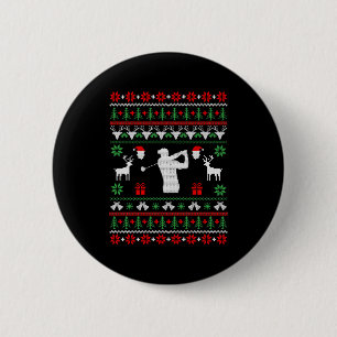 Golf Ugly Christmas Sweater Button