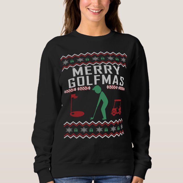 Golf Ugly Christmas Sweater Merry Golfmas T-Shirt (Vorderseite)