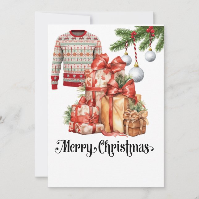 Golf Ugly Sweater Thema für Golfer Weihnachten (Vorderseite)