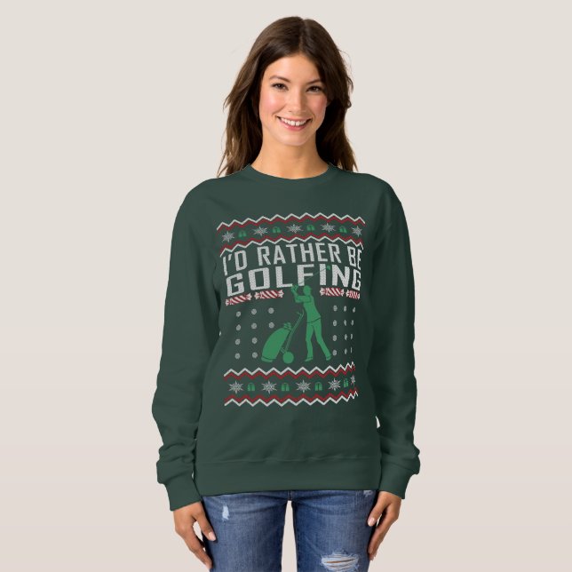 Golf Ugly Weihnachts-Sweater ich würde eher Golfsp Sweatshirt (Vorne ganz)