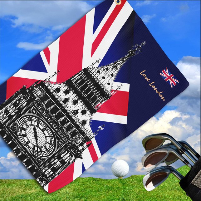 Golf UK & British Flag, Big Ben, London Union Jack Golfhandtuch (Von Creator hochgeladen)