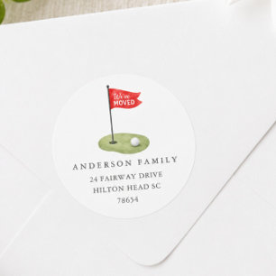 Golf Umzugsadressaufkleber Runder Aufkleber