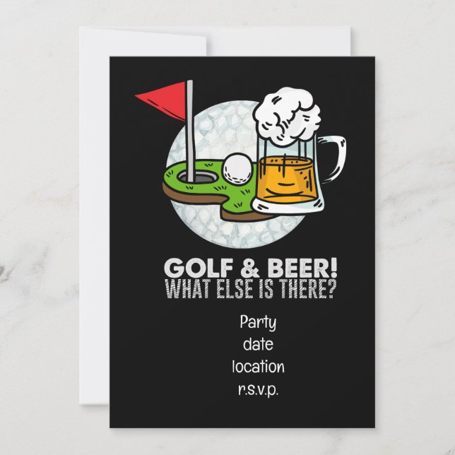 Golf- und Bier-Party für Golfer Einladung (Vorderseite)