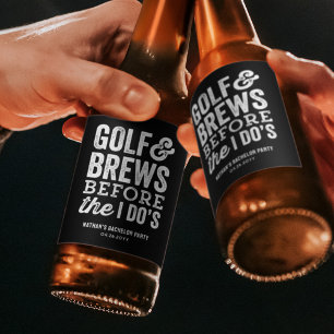 Golf und Bierbrauen vor dem Bachelor Party schwarz Bierflaschenetikett