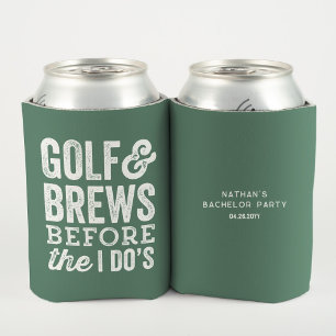 Golf und Bierbrauen vor der grünen Bachelor Party Dosenkühler
