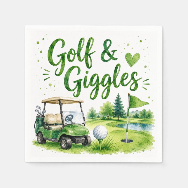 Golf und Kichern Lustige Golf-Wasserfarbe Serviett Serviette (Vorderseite)