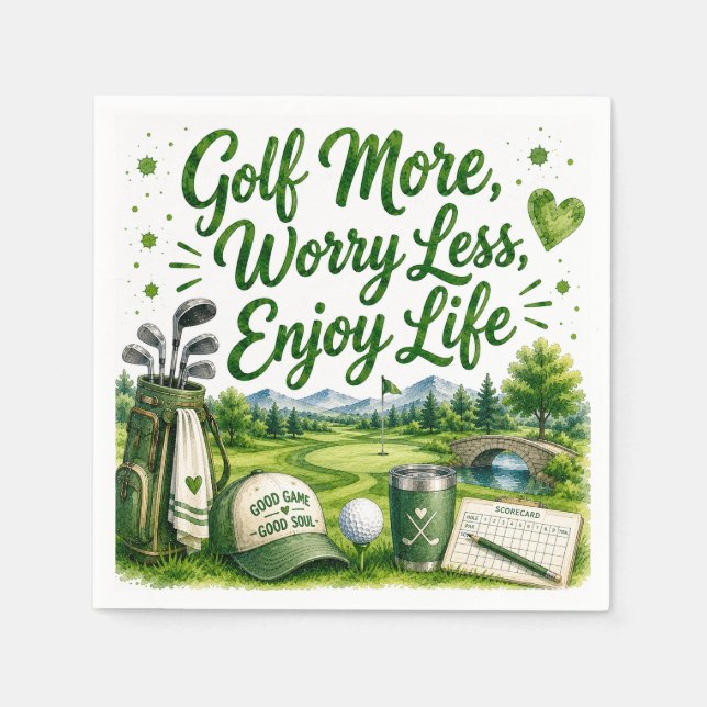 Golf und Kichern Lustige Golf-Wasserfarben-Serviet Serviette (Vorderseite)