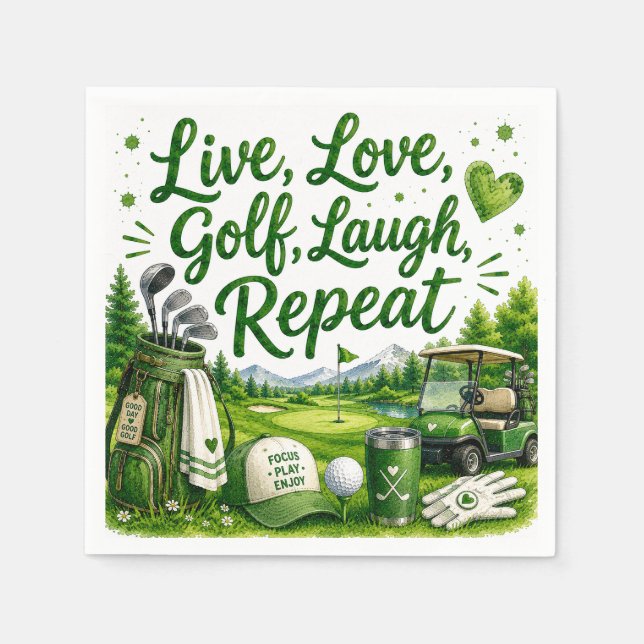 Golf und Kichern Lustige Golf-Wasserfarben-Serviet Serviette (Vorderseite)