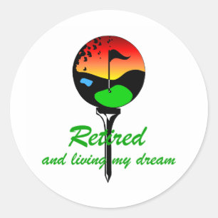 Golf und Ruhestand Runder Aufkleber