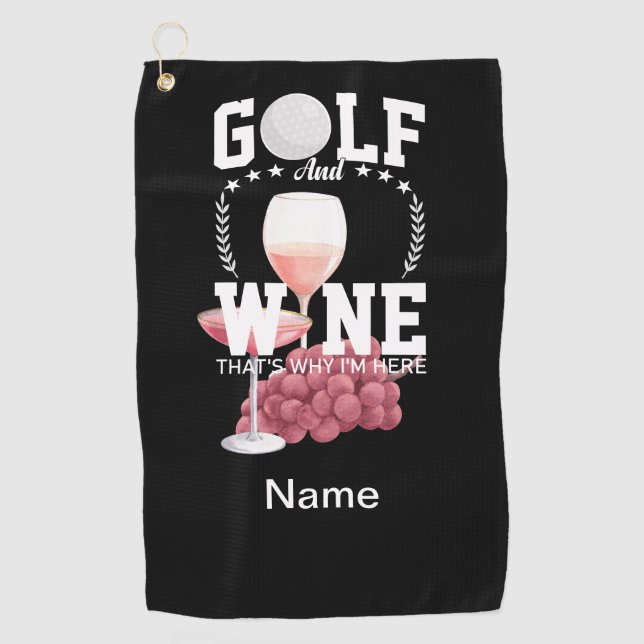Golf und Wein für Golfer Golfhandtuch (Vorderseite)