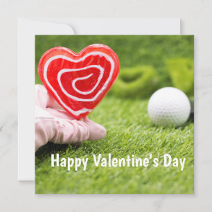Golf Valentines mit Liebe Tee mit Herz auf Grün
