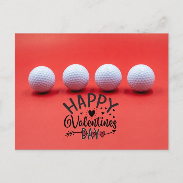 Golf Valentinstag mit Golfbälle sind auf rot Postkarte (Vorderseite)