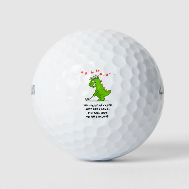 Golf Valentinstag mit rotem Herzen Golfball (Vorderseite)