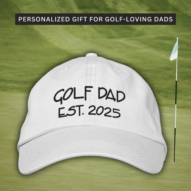 Golf-Vater Est. Jahr Bestickte Custom-Mütze Baseballkappe (Thoughtful gift for new dads, Father’s Day, birthdays, or golf enthusiasts.)