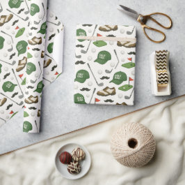 Golf Vater mit Golf-Ausrüstung mit Fahne für Golfe Geschenkpapier