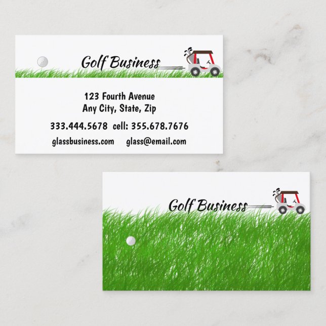 Golf verwandte Business Carts, Turf, Lieferungen Visitenkarte (Vorne/Hinten)