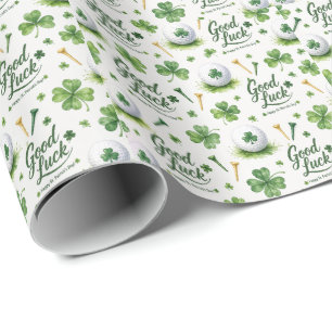 Golf Viel Glück  mit Kleeblatt St. Patrick's Day   Geschenkpapier