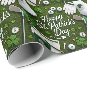 Golf Viel Glück mit Kleeblatt St. Patrick's Day   Geschenkpapier