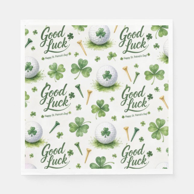 Golf Viel Glück mit Kleeblatt St. Patrick's Day   Serviette (Vorderseite)