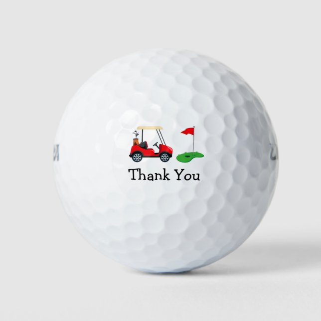 Golf Vielen Dank an Golfer mit Karren und Flagge Golfball (Vorderseite)