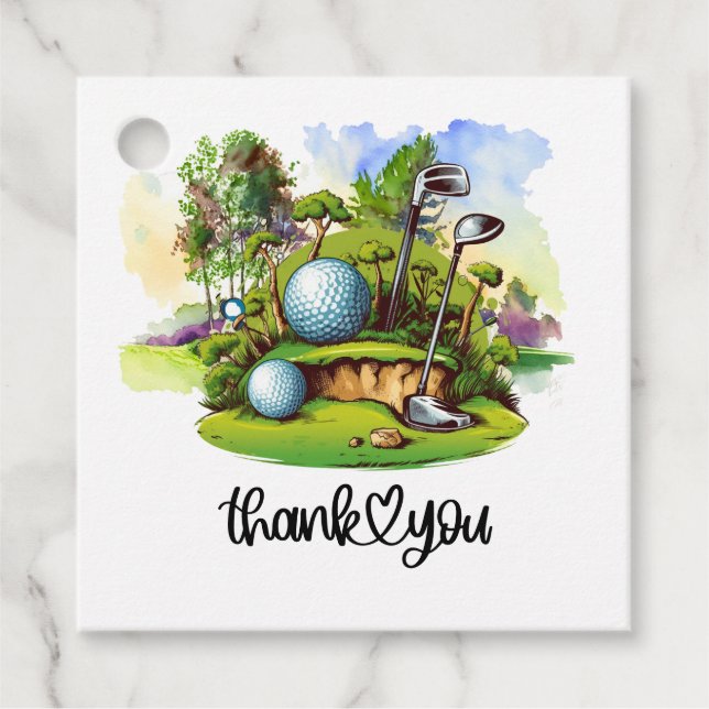 Golf Vielen Dank für Text mit Golfball auf Grün Geschenkanhänger (Vorderseite)