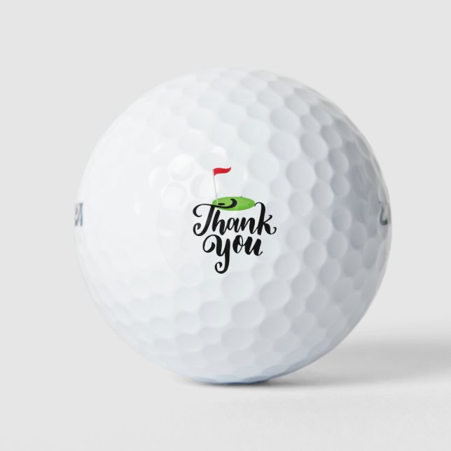 Golf Vielen Dank mit Text und Fahne auf grün Golfball (Vorderseite)