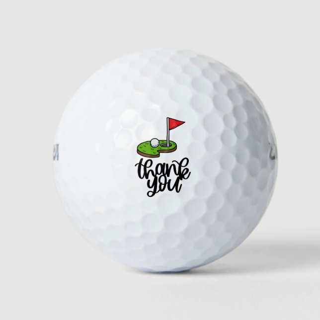 Golf Vielen Dank mit Text und Fahne auf grün Golfball (Vorderseite)