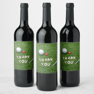 Golf Vielen Dank Party mit Golfball und Tee Weinetikett