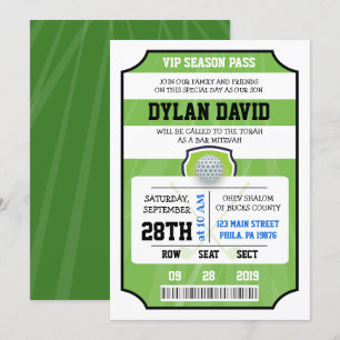 GOLF-VIP-TICKET Bar/Bat-Mizwa-Einladung Einladung