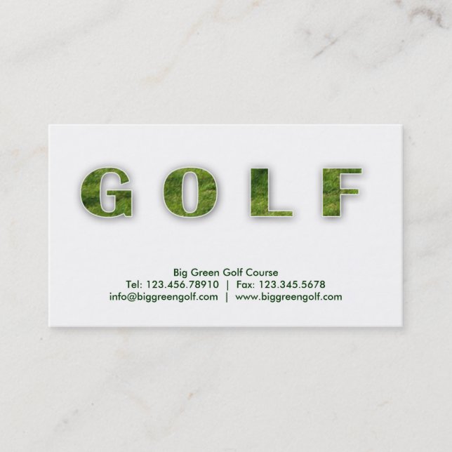 Golf-Visitenkarte-grünes Gras-Text Visitenkarte (Vorderseite)