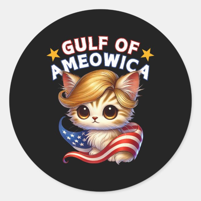Golf von Ameowica Amerika Mexiko Trump Haar Katzen Runder Aufkleber (Vorderseite)