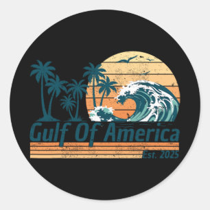 Golf von Amerika Est 2025 Retro Vintager Strand Runder Aufkleber