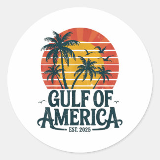 Golf von Amerika Est 2025 Retro Vintager Strand Runder Aufkleber