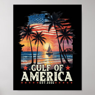 Golf von Amerika Est 2025 USA Flag Gul Poster