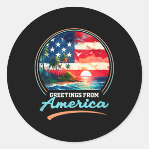 Golf von Amerika Retro Vintager Strand Runder Aufkleber