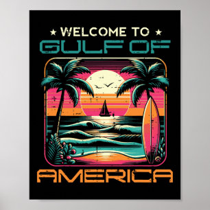 Golf von Amerika Strand Sonnenuntergang Männer Fra Poster