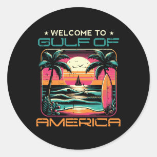 Golf von Amerika Strand Sonnenuntergang Männer Fra Runder Aufkleber