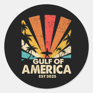Golf von Amerika Surfen Retro Sunset Vintag B Runder Aufkleber